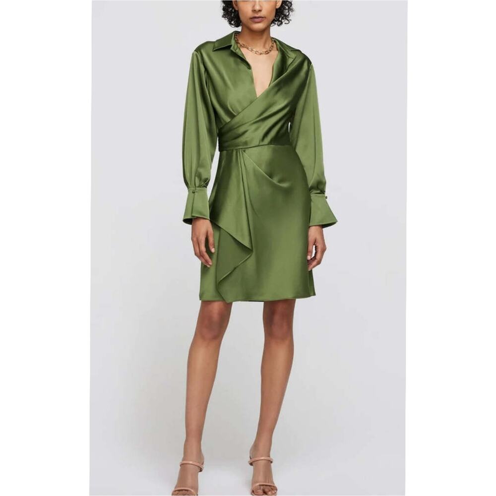 Jonathan Simkhai Talit Draped Satin Mini Dress Black – Size 8 – NWTG